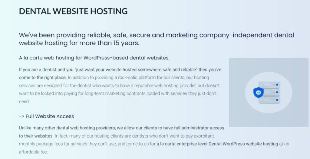 dental website hosting